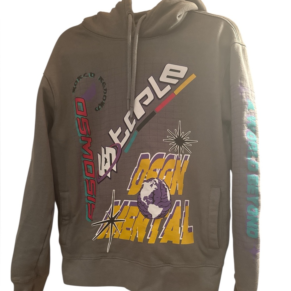 Staple Men’s Size Medium Addison‎ Pigeon Gray Graphic Hoodie Sweatshirt Pockets